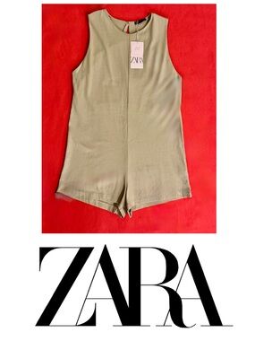 NWT ZARA Sage Green Sleeveless Romper/Jumpsuit